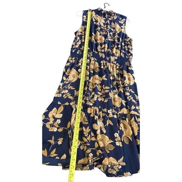 Nanette Lepore Navy Blue Floral Womens Sleeveless Printed Midi Dress‎ Size 16 - Picture 11 of 12